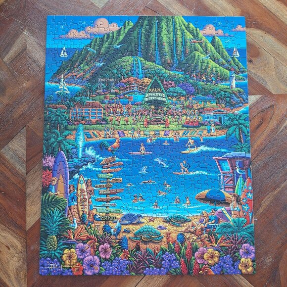 Dowdle Kauai 500 Piece Jigsaw Puzzle Bright Island Paradise Illustration Hawaii‎ - Picture 2 of 11